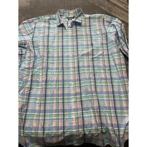 Polo Ralph Lauren Shirt Mens 3XLT Tall Multicolor Plaid 100% Cotton Stretch Pony